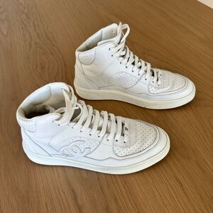 White chanel high top sneakers